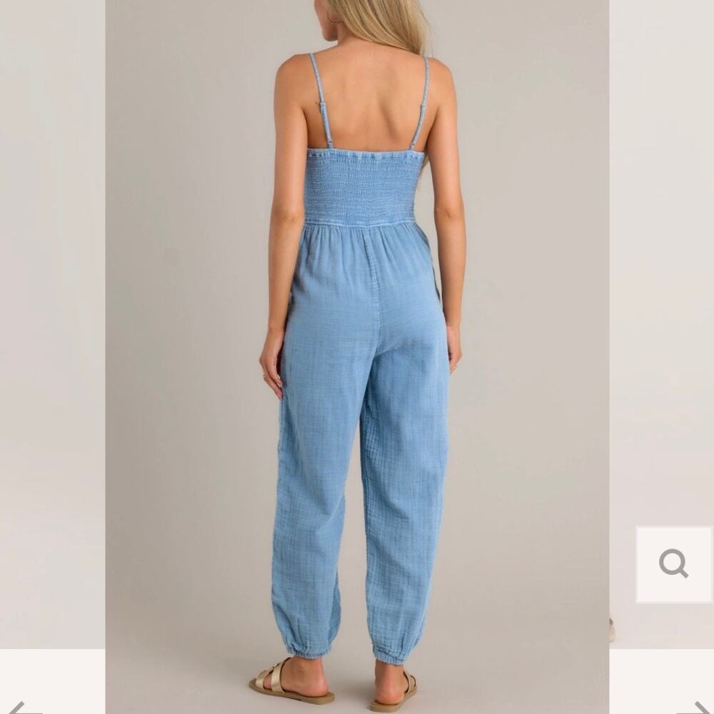 Z SUPPLY SANTOS Blue Indigo Gauze Jumpsuit Size M - Picture 3 of 6